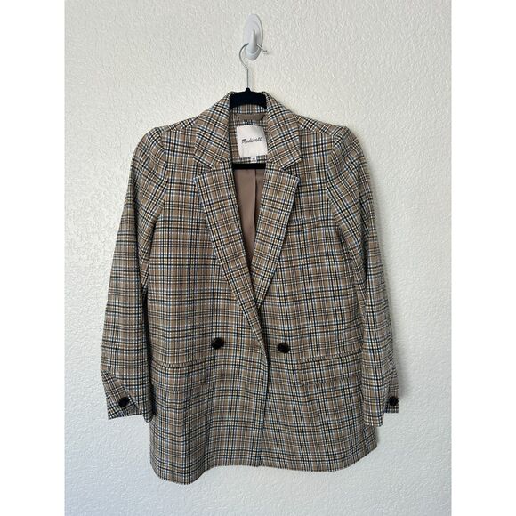 Madewell Caldwell Double-Breasted Blazer in Prejean Plaid Oversized Size XXS - Picture 3 of 10